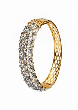 Golden Bangle With Studded American Diamond