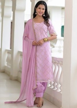 Purple Readymade Gota Embroidered Salwar Suit