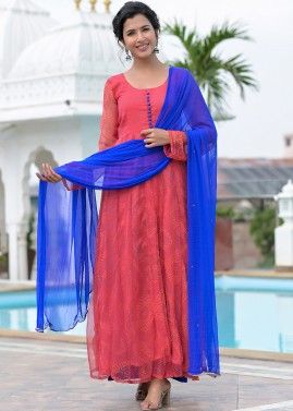 Pink Readymade Bandhani Print Anarkali Suit