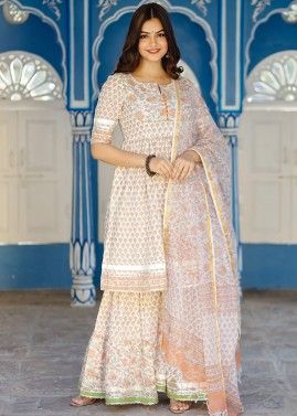 Suit with sharara pants  dupatta  Classy Missy by Gur