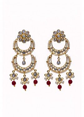Golden Stone Studded Chandbali Earrings