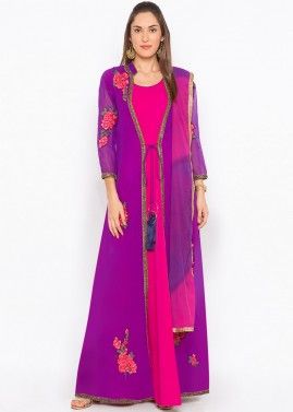 Readymade Pink & Purple Jacket Style Pant Suit