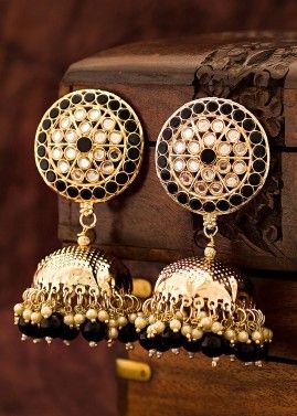 MEENAZ Traditional Wedding Temple Jewellery 22kt Gold oxidised Meenakari  Ethnic Antique South Indian Round Pearl Feather Peacock Jhumka Earrings set  For Women  M572  Amazonin Fashion