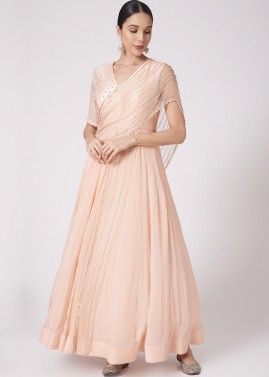 Peach Readymade Hand Work Embroidered Anarkali Suit