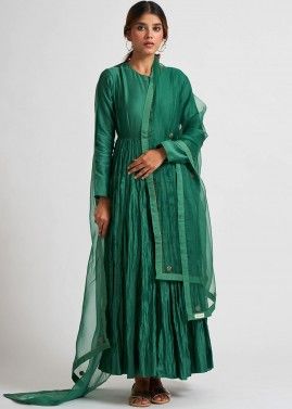 Green Readymade Anarkali Style Suit