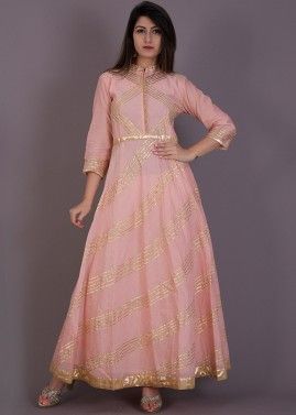 Peach Chanderi Indo Western Dress
