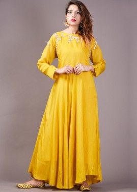 Yellow Cotton Indo Western Dress
