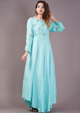 Light Blue Cotton Indo Western Dress
