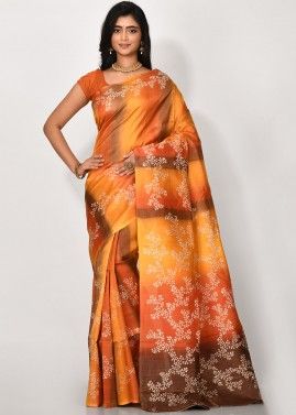 Multicolor Silk Handloom Saree With Blouse