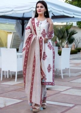 Readymade Off White Floral Straight Cut Suit
