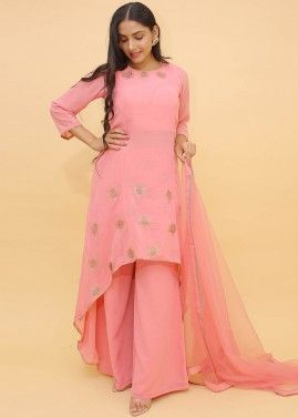Readymade Pink Asymmetric Printed Palazzo Suit