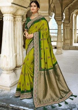 Green Bridal Art Silk Woven Saree