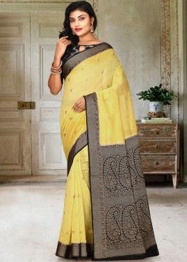 Banarasi Silk Yellow Saree With Blouse