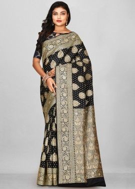 Black Woven Handloom Banarasi Silk Saree