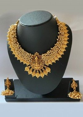 Golden Embossed Coin Style Traditional Necklace Set