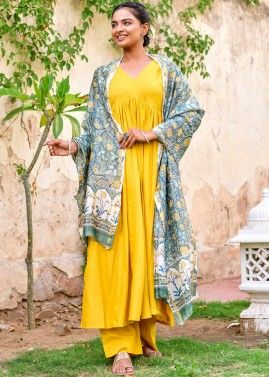 Readymade Yellow Flared Palazzo Suit Set
