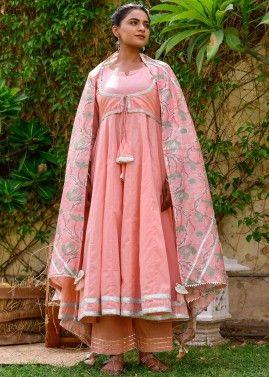 Readymade Flared Style Peach Palazzo Suit