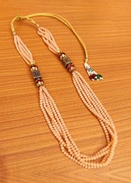 Beige Beaded Multi Chain Necklace