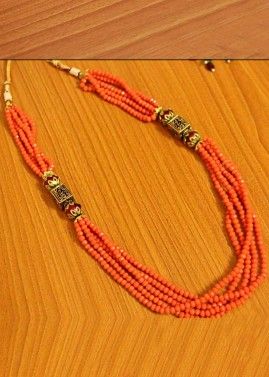 Orange Beaded Multi Layer Necklace