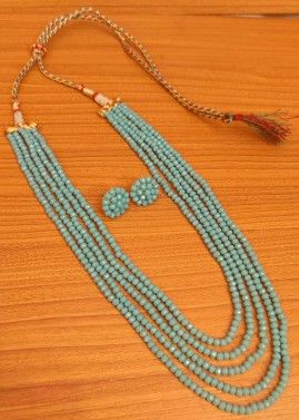 Turquoise Multi Layered Beaded Necklace Set