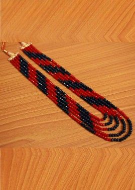 Red & Blue Multi Layered Beaded Necklace