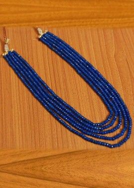 Blue Multi Layered Necklace With Beads Work