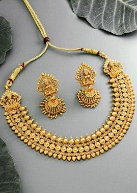 Golden Temple Style Embossed Necklace Set