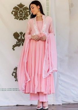 Readymade Pink Mirror Worked Jacket Style Suit
