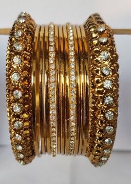 Golden Stone Studded Bangle Set