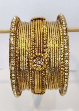 Golden Stone Work Bridal Bangle Set