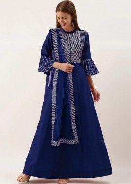 Readymade Blue Gota Patti Embellished Anarkali Suit