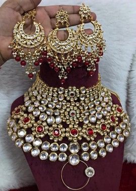 Red Kundan Studded Bridal Necklace Set