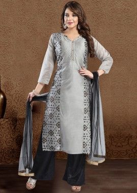 Grey Readymade Straight Cut Pant Style Suit