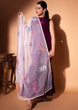 Readymade Purple Gharara Suit With Sequinned Dupatta