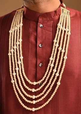 White Multi Layered Pearls Kantha Mala