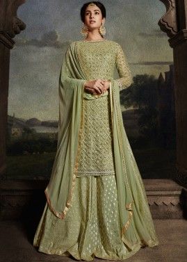 Sonal Chauhan Green Embroidered Sharara Style Suit