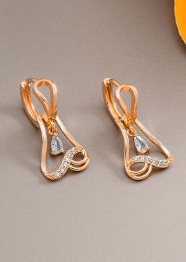 Stone Studded Golden Tangled Earrings