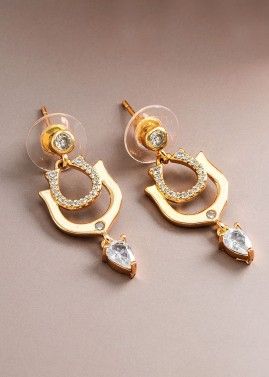 Golden Drop Earrings With Studded Stones