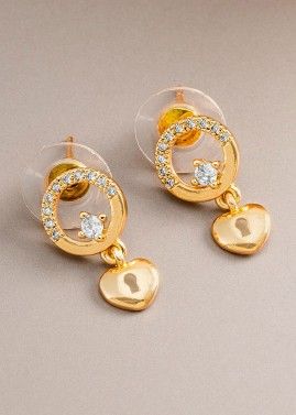 Golden Round Stud Earrings