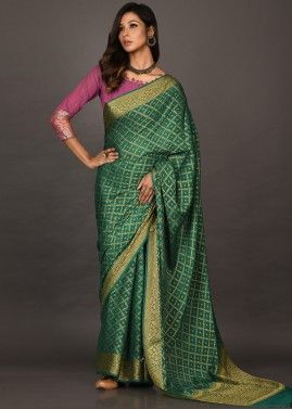 Green Party Wear Woven Georgette Saree