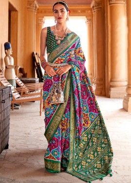 Multicolored Patola Silk Saree & Blouse