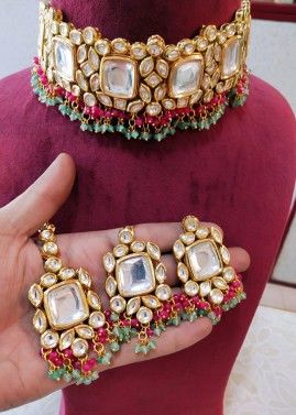 Multicolor Kundan Studded Choker Necklace Set