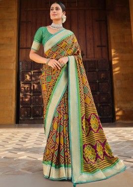 Multicolor Printed Traditional Saree With Blouse