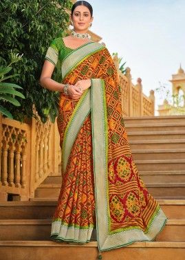 Multicolor Traditional Saree In Art Silk