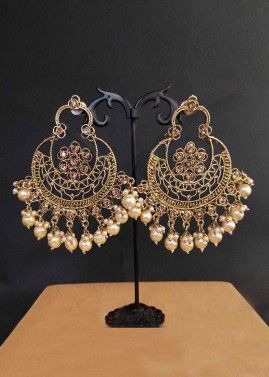 Golden Alloy Chandbali Earrings