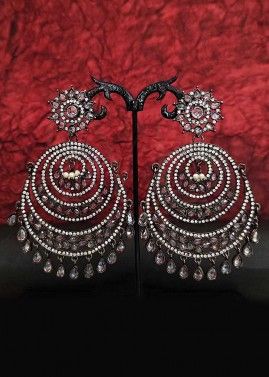 Black Stone Studded Festive Chandbali Earrings
