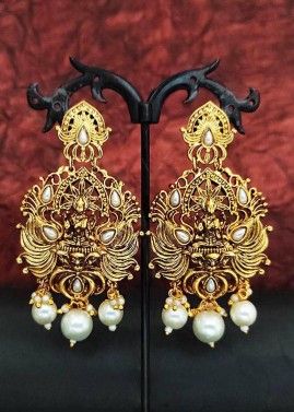 Golden Embossed Temple Style Earrings