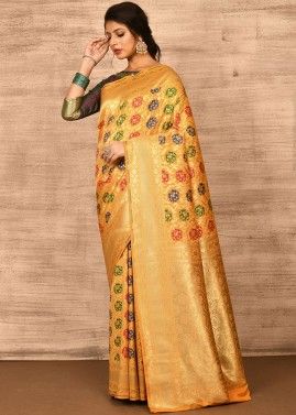 Yellow Woven Pallu Banarasi Silk Saree