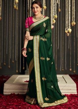 Green Saree Online - Green Party Wear Silk Saree
