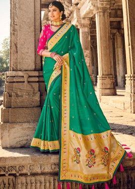 Green Zari Woven Banarasi Silk Saree